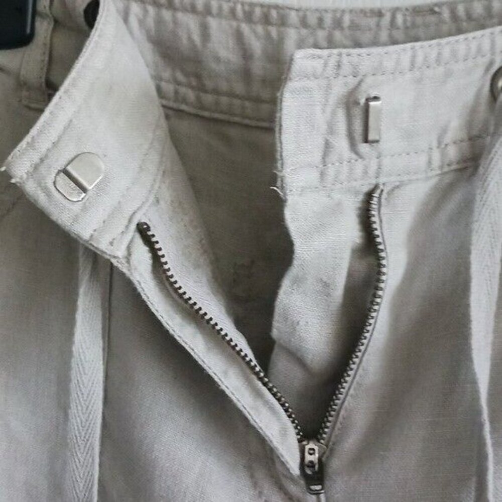 INC International Concept 100% Linen Grey Straight Leg Cargo Pants 12 - Picture 11 of 16